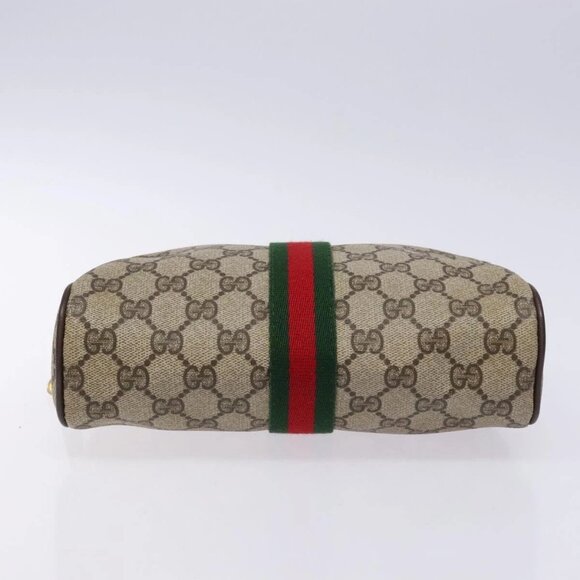 GUCCI GG Supreme Web Sherry Line Clutch Bag PVC Beige Gold 010 378 Auth BA4656 - Picture 6 of 16